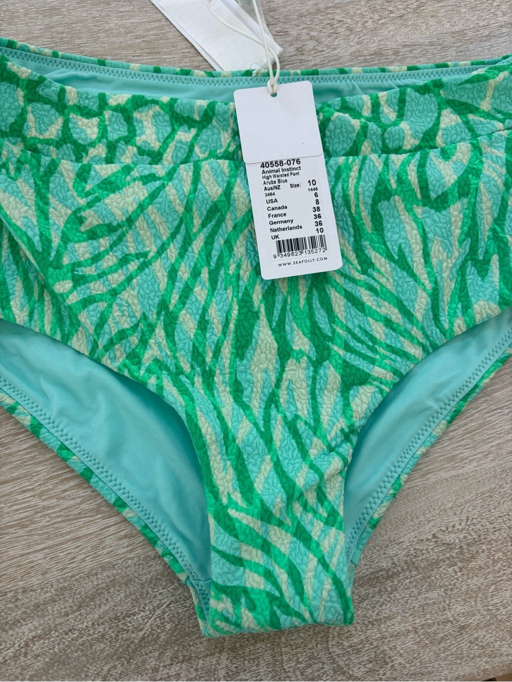 High waist Seafolly Aruba Blue & Green High Waisted Swim Bottoms
